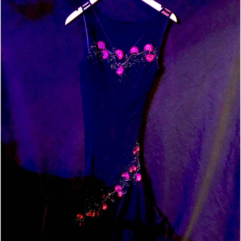 Elegant Black and Pink Floral Dress